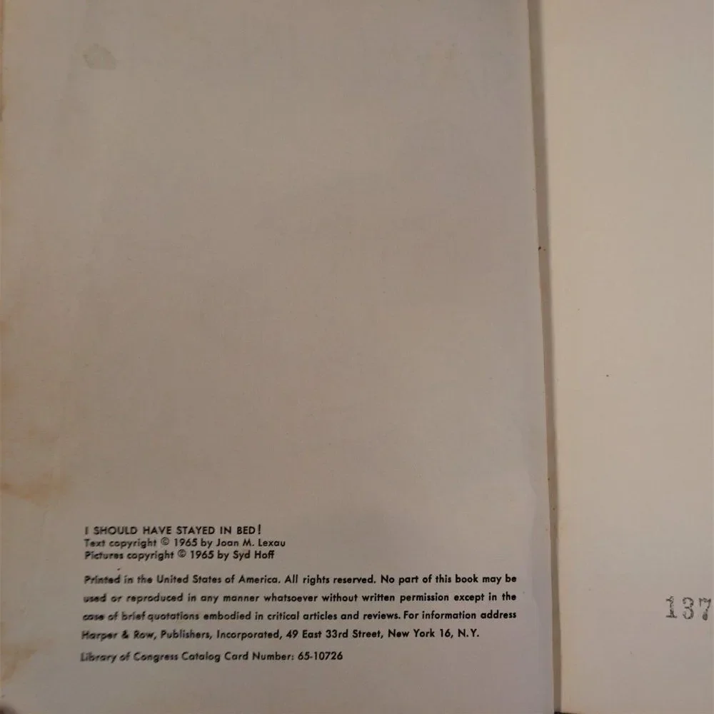 I Should Have Stayed in Bed by Joan M. Lexau 1965 Hardcover Pictures By Syd Hoff